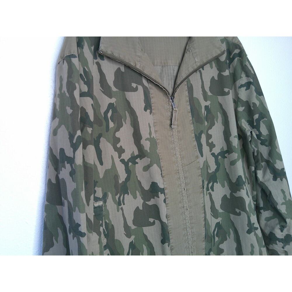 James Perse Army Green Tan Camo Print Zip Band Neck Long Sleeve Jacket 4 / XL - Picture 7 of 16